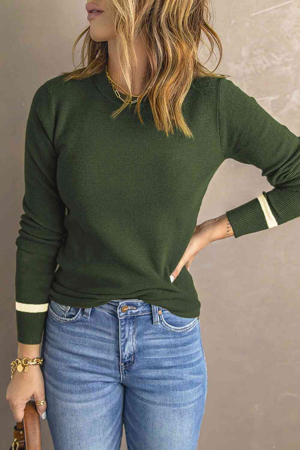 Kristen - Round Neck Long Sleeve Knit Top